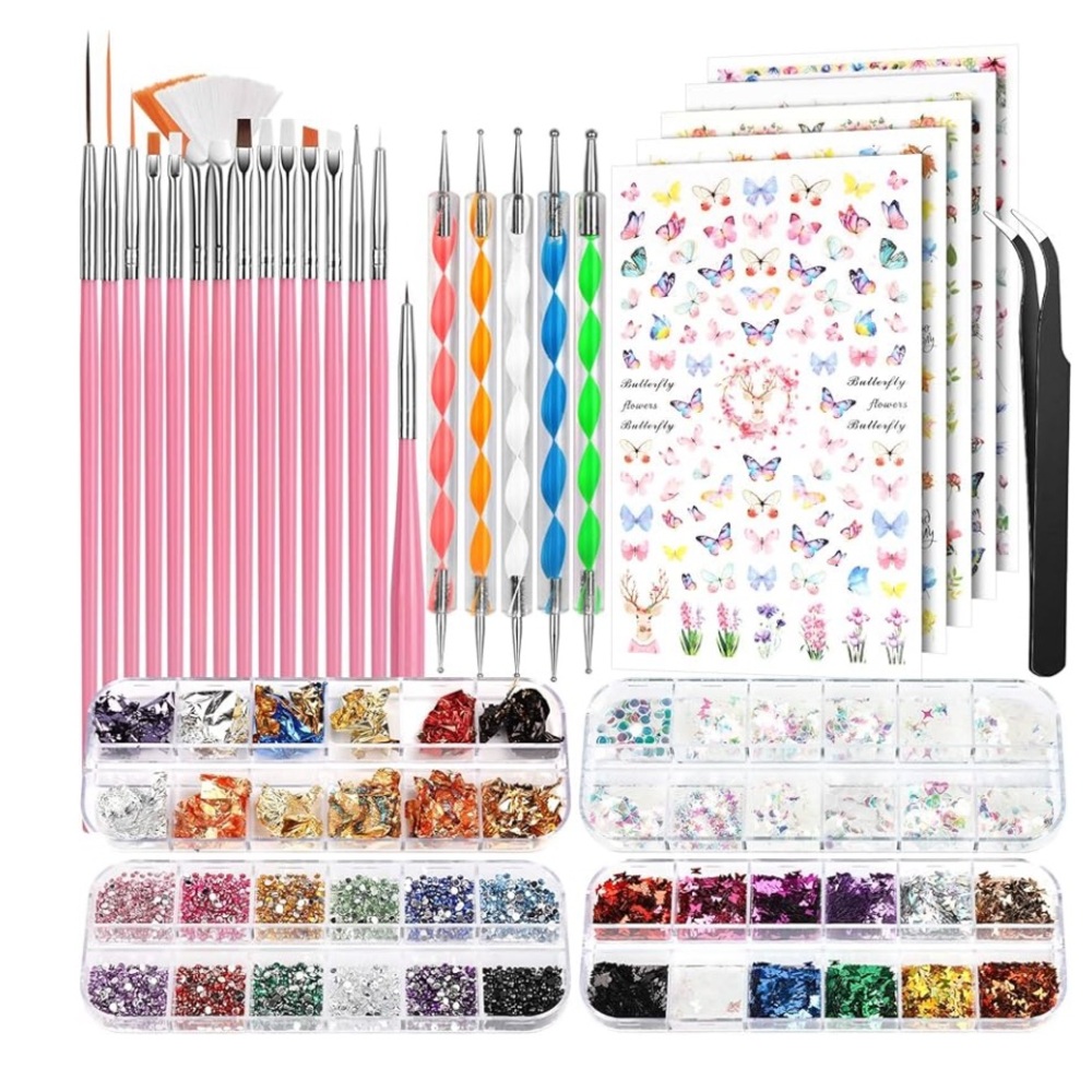 Nail Art Brushes Set, Nail Art Kit, Nail Art Dotting Pens, Nail Stickers